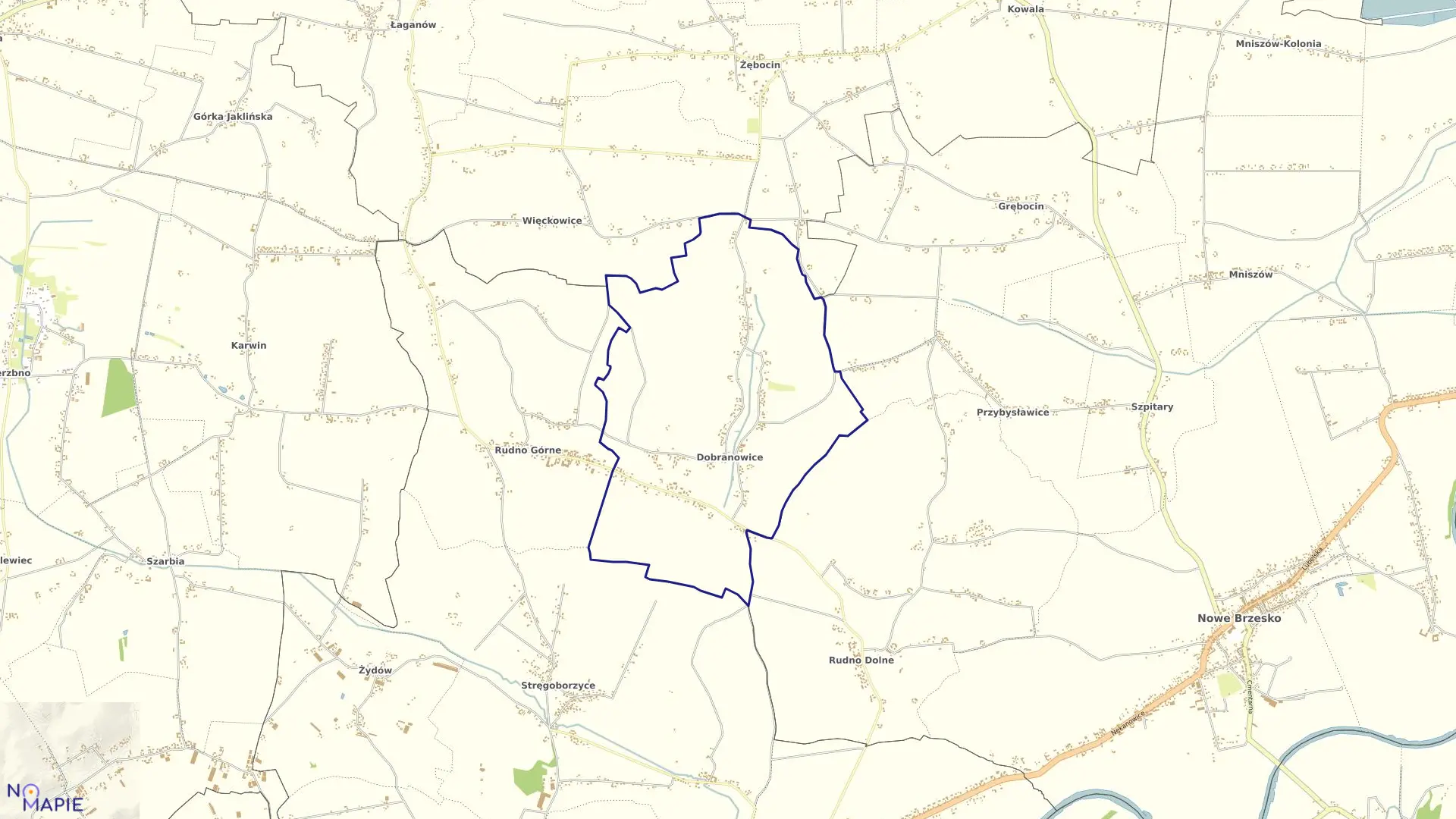 Mapa obrębu Dobranowice w gminie Igołomia-Wawrzeńczyce